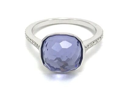 Anillo Swarovski de lunares morado