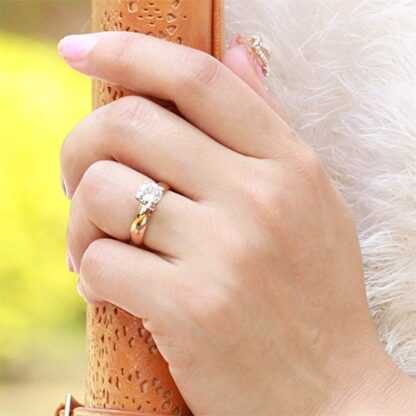 Anillo eternidad de acero inoxidable con oro rosa - Imagen 2