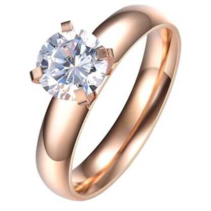 Anillo eternidad de acero inoxidable con oro rosa