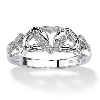Anillo platino corazones