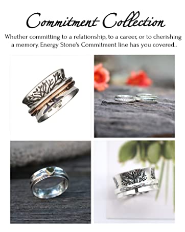 energy stone sterling silver meditation spinner rings