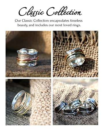 energy stone sterling silver meditation spinner rings