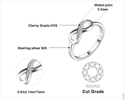 JewelryPalace Infinito Anillos Mujer Plata Oro 14k Oro Rosa, Anillo de Compromiso Circonita Diamante Simulado, Anillo Promesa Romántico Joyas de Mujer Piedra, Regalo Anillos Niña Conjunto Joyas - Imagen 2