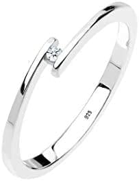 Elli DIAMONDS Anillo Mujeres de Compromiso con Diamante (0,015 ct.) en Plata de Ley 925