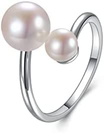 H'Helen Anillo Abierto de Plata de Ley 925 y Perla Cultivada de Agua Dulce Para Mujer Niña