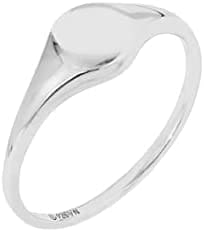 Amazon Essentials Anillo de Sello Redondo de Plata de Ley chapada en Oro de 14 Quilates, tamaño