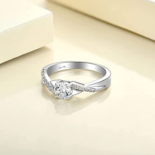 YL Anillo de Compromiso Plata de Ley 925 con 12 Piedras de Nacimiento de Circonita Solitario Infinito Anillo de Boda para Mujer Novia - Imagen 5