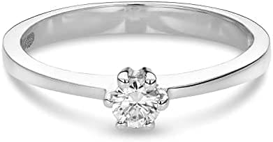 Miore anillo de compromiso solitario con 6 garras y diamante de 0,15 quilates en oro blanco/amarillo de 14 quilates 585 - Imagen 2