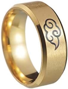 OKGD Anillos de estilo japonés, anillos de titanio y acero inoxidable para hombres, anillos de compromiso de boda, unisex - Imagen 4