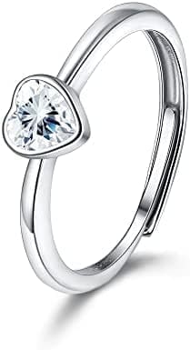 KALVICA Corazón Anillos Mujer Plata de Ley 925 Anillo de Compromiso Anillos Promiso Anillo Alianzas con Zirconia Cúbica Ajustable Aniversario Joyería Personalizada