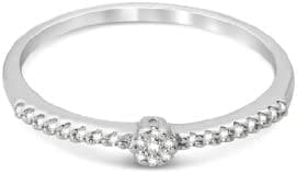 United One - Anillo de oro blanco de 9 quilates con diamante (.13) - Imagen 2