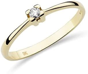 Miore Anillo de compromiso de diamante solitario de 0,05 quilates, oro blanco y oro amarillo de 9 quilates/oro 375