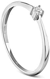 Miore Anillo de compromiso para mujer de 0,05 quilates con solitario brillante de oro blanco