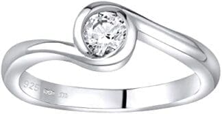 SILVEGO – JJJR0555S - Anillo para Mujer de Plata 925 con Swarovski Zirconia 5mm Anillo de Compromiso
