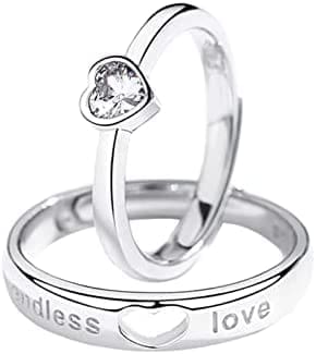 Anillo cómodo de ajuste de corazón y compromiso a juego con su alto pulido para parejas, anillos de boda para él, anillos gruesos