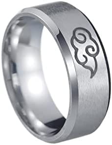 OKGD Anillos de estilo japonés, anillos de titanio y acero inoxidable para hombres, anillos de compromiso de boda, unisex - Imagen 5