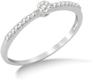 United One - Anillo de oro blanco de 9 quilates con diamante (.13)
