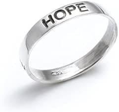 Silverly Mujer Anillo Apilable Grabado en Plata de Ley .925 Amor Amistad Love Faith Hope