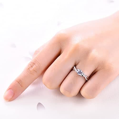 YL Anillo de Compromiso Plata de Ley 925 con 12 Piedras de Nacimiento de Circonita Solitario Infinito Anillo de Boda para Mujer Novia - Imagen 2