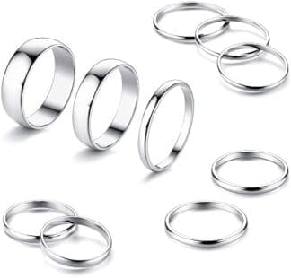 MILACOLATO 10 Pcs Anillo Mujere Knuckle Rings Set Anillo De Acero Inoxidable Simple Dedo Liso Apilable para Las Mujeres De La Banda Lisa Anillos