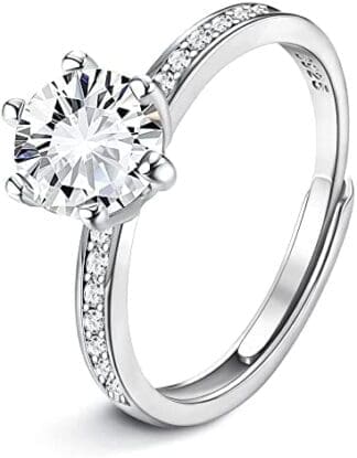 KALVICA Anillos Mujer Plata de Ley 925 con Circonita Anillo Compromiso Alianzas Boda de Circonita Cúbica Ajustable para Alianza Aniversario Bodas Regalo Aniversario