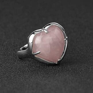 GNEHSL Creatividad Anillo Ajustable Irregular - Amor Corazón Cristal Piedra Natural Reiki Anillo De Dedo Abierto, Anillo De Cola Apilable Hecho A Mano, Mujeres