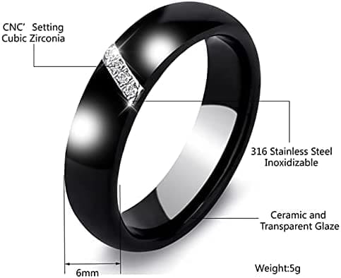 DOOLY 6mm Mujeres Anillos cerámicos Mujeres clásico Negro Anillos Blancos Suave India Piedra Cristal joyería Moda Anillo de Compromiso - Imagen 2