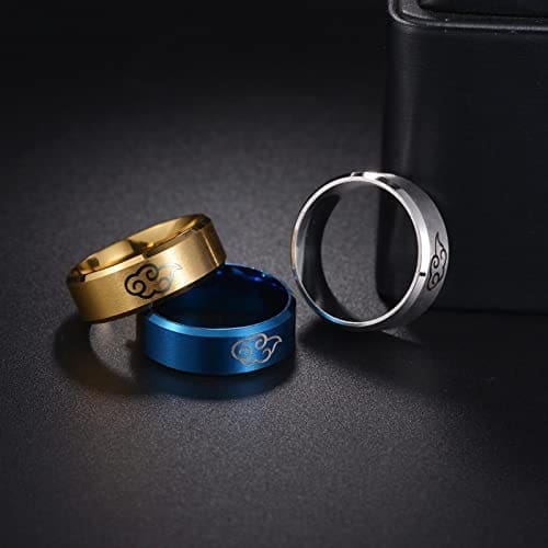 OKGD Anillos de estilo japonés, anillos de titanio y acero inoxidable para hombres, anillos de compromiso de boda, unisex - Imagen 3