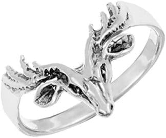 Silverly Ciervo Venado Cuernos Animal Triangular Anillo de Mujer en Plata de Ley .925