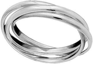 Silverly Anillo Tres Piezas Triple Banda Entrelazado Ruso Mujer Plata de Ley Esterlina .925