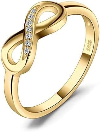 JewelryPalace Infinito Anillos Mujer Plata Oro 14k Oro Rosa, Anillo de Compromiso Circonita Diamante Simulado, Anillo Promesa Romántico Joyas de Mujer Piedra, Regalo Anillos Niña Conjunto Joyas