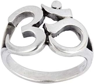Silverly Anillo Hombres Mujeres Unisex en Plata de Ley .925 Banda Om Ohm Símbolo Aum Indio