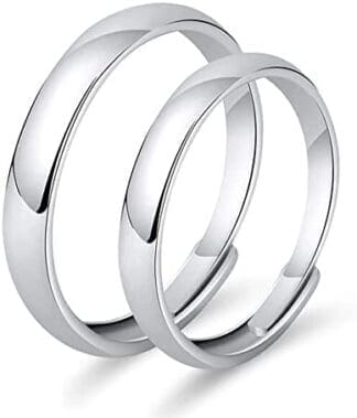 24 JOYAS Pareja de Anillos de Compromiso Ajustables - Alianzas lisas para Enamorados - Regalo romántico ideal para mujer