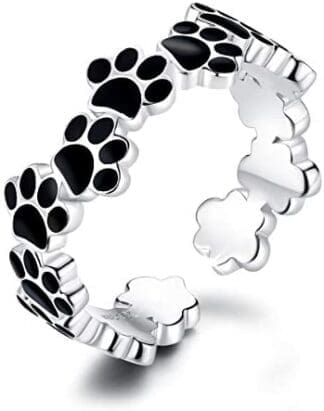 DOYIS Anillos Mujeres Abiertos de Plata esterlina Paw Puppy Dog Anillo de Compromiso Ajustable Anillo de Boda Band Toe Ring para Mujeres niñas