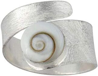 Silverly Anillo Mujeres en Plata de Ley .925 Banda Larga Concha Ojo de Shiva Ajustable