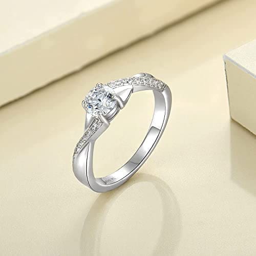 YL Anillo de Compromiso Plata de Ley 925 con 12 Piedras de Nacimiento de Circonita Solitario Infinito Anillo de Boda para Mujer Novia - Imagen 4