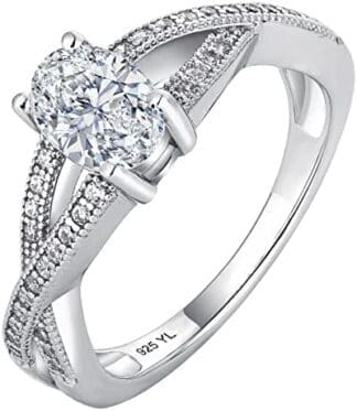 YL Anillo de Compromiso Anillo Infinito Plata de Ley 925 con Circonio Ovalado Anillo de Bodas para Mujeres de Novia