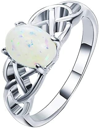TKHP Anillo de hombre Mano Joyería de moda Ópalo Anillo de ópalo Joyería Anillos redondos blancos