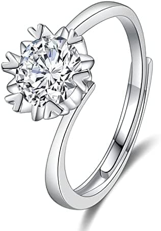 VELESAY Anillos Plata de Ley 925 para Mujer Anillo Circonita Ajustables Mujer Anillos CZ Plata Regalo Anillos Compromiso Boda Alianzas Aniversario Anillos Joyería Anillos Mujer Plata