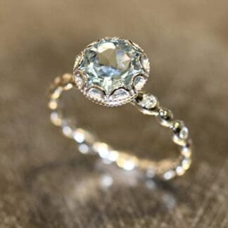 TOGGA Anillo de topacio Azul Genuino, Anillos chapados en Oro de 14k a la Moda para Mujer, Anillo de Compromiso de Halo, Piedras Preciosas, joyería Fina