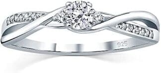 SILVEGO Anillo de Compromiso de Plata 925 con Swarovski Zirconia