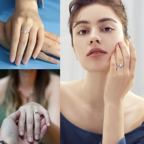 KALVICA Anillos Mujer Plata de Ley 925 con Circonita Anillo Compromiso Alianzas Boda de Circonita Cúbica Ajustable para Alianza Aniversario Bodas Regalo Aniversario - Imagen 6