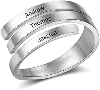 kaululu Anillo Mujer Personalizado con Nombre Anillo Cruz in Acero inoxidable Mujer con Familia Bff Nombre de la Madre Grabado Personalizadas Regalo Cumpleaños Para Madre Mujer