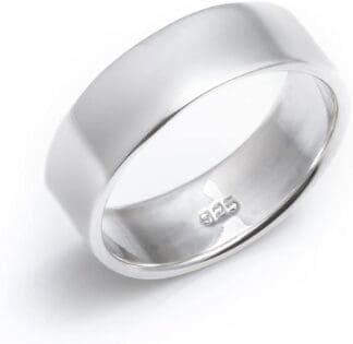 Silverly Anillo Plano Grueso Unisex Hombre Mujer en Plata de Ley .925 Pulgar 7 mm
