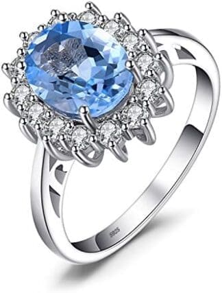 JewelryPalace Anillos Mujer Plata Princesa Diana Kate Middleton Creado Zafiro Esmeralda, Anillos de Compromiso Mujer Plata Oro 14k Oro Rosa, Anillo Mujer Alianzas, Joyería de Aniversario Personalizada