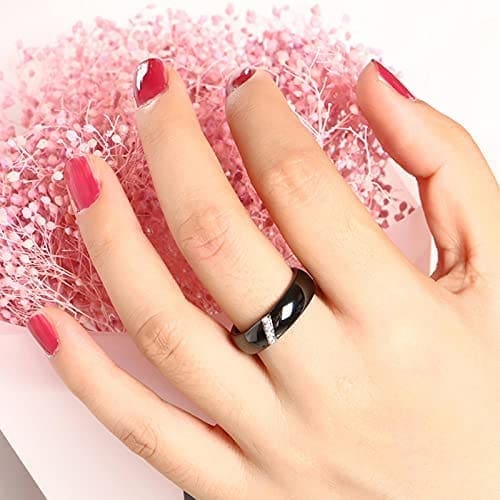 DOOLY 6mm Mujeres Anillos cerámicos Mujeres clásico Negro Anillos Blancos Suave India Piedra Cristal joyería Moda Anillo de Compromiso - Imagen 5