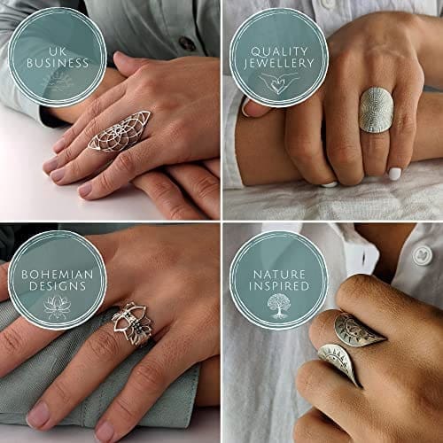 81stgeneration Anillo de Banda de Plata Esterlina 925 con Ola de Mar Océano Estilo Boho para Mujer - Imagen 6