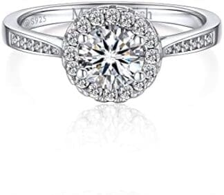 MomentWish Anillo de Compromiso, Moissanita Diamante Anillo Mujer, con Certificato Gra, Plata/Oro Rosa de Ley 925, Regalo Aniversario de Bodas Pareja