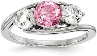 Anillo de cóctel de plata de ley con topacio Swarovski transparente y rosa