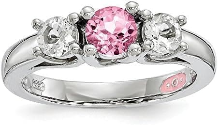 Anillo de cóctel de plata de ley con topacio de Swarovski transparente y rosa - Imagen 7